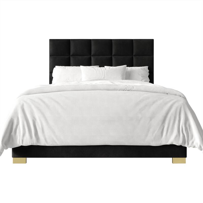 CraftPorch Modern Velvet Upholstered Bed - Twin - Black