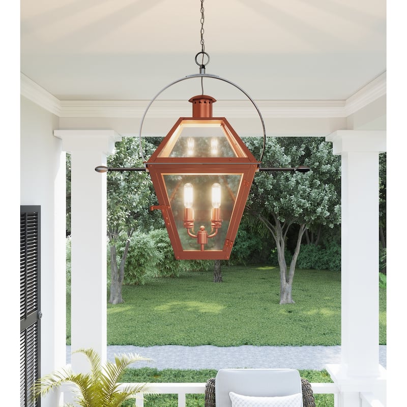 Rue De Royal 2-Light Outdoor Hanging Lantern in Aged Copper