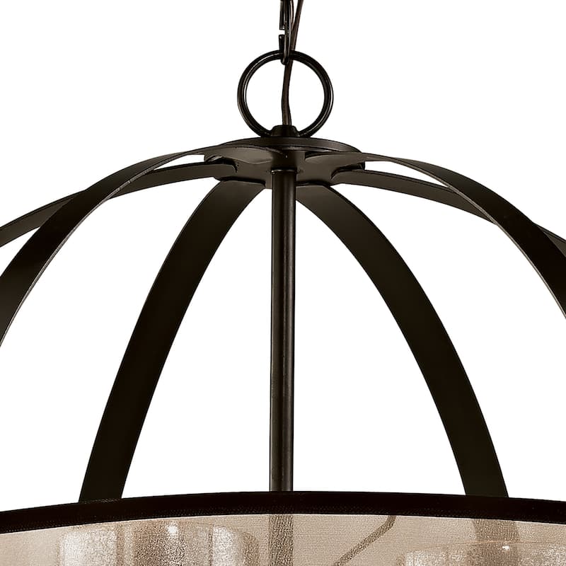 Elk Home Diffusion Oiled Bronze With Beige Organza 4 Light Chandelier