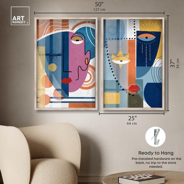 dimension image slide 8 of 18, Abstract Mask Series Living Room Set Shadowbox Print by Art Remedy