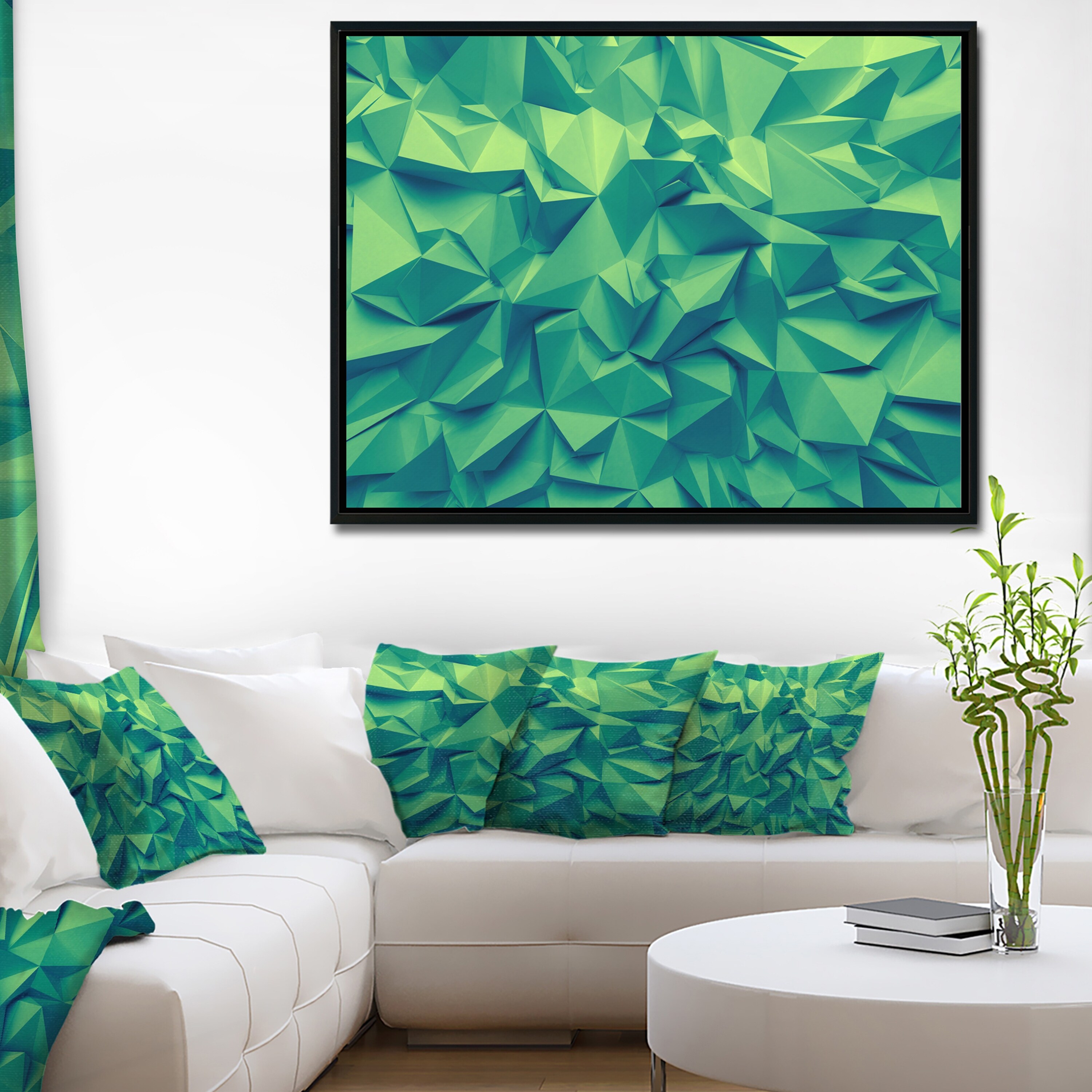 Shop Designart Trendy Emerald Green Background Abstract Framed