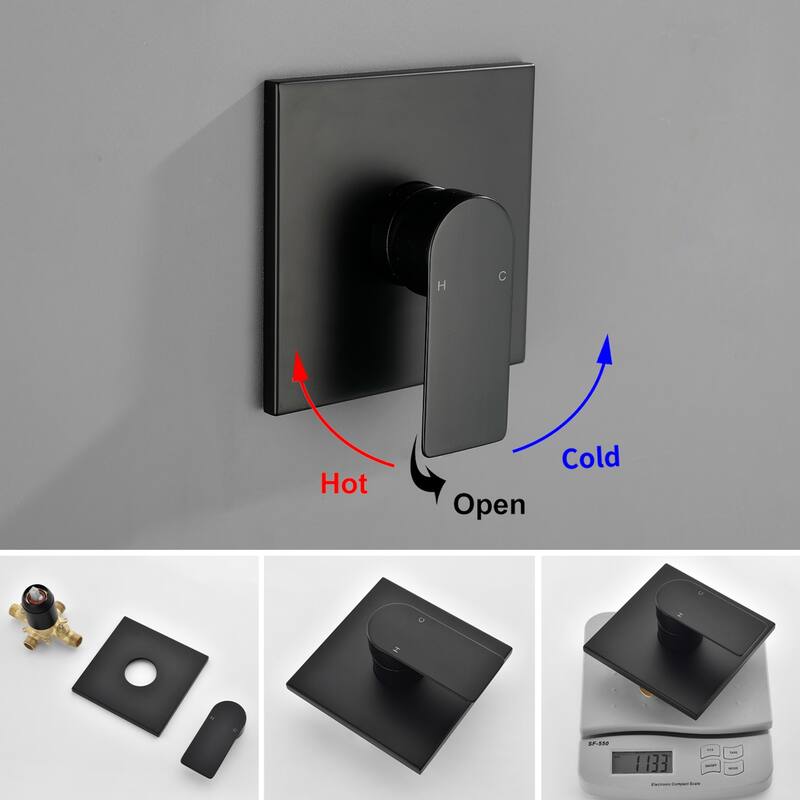 Modland Tub and Shower Faucet Set 6" Rain Head cUPC Pressure Balance Valve Anti-Scald Kit with Alloy Diverter Spout