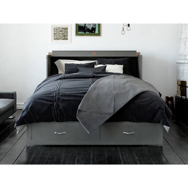 Murphy Bed Chest with Mattress & Charging - Space Saving Folding Bed