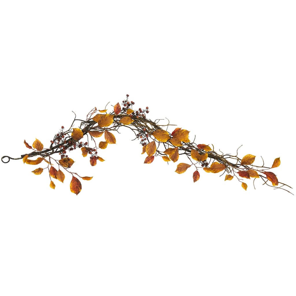 Fall Artificial Garland 4Ft - Autumn Foliage & Berry Decor - Indoor Outdoor Seasonal Accent - 48