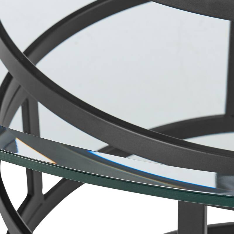 Diaz 48 Inch Glass and Metal Round Dining Table with Pedestal Base
