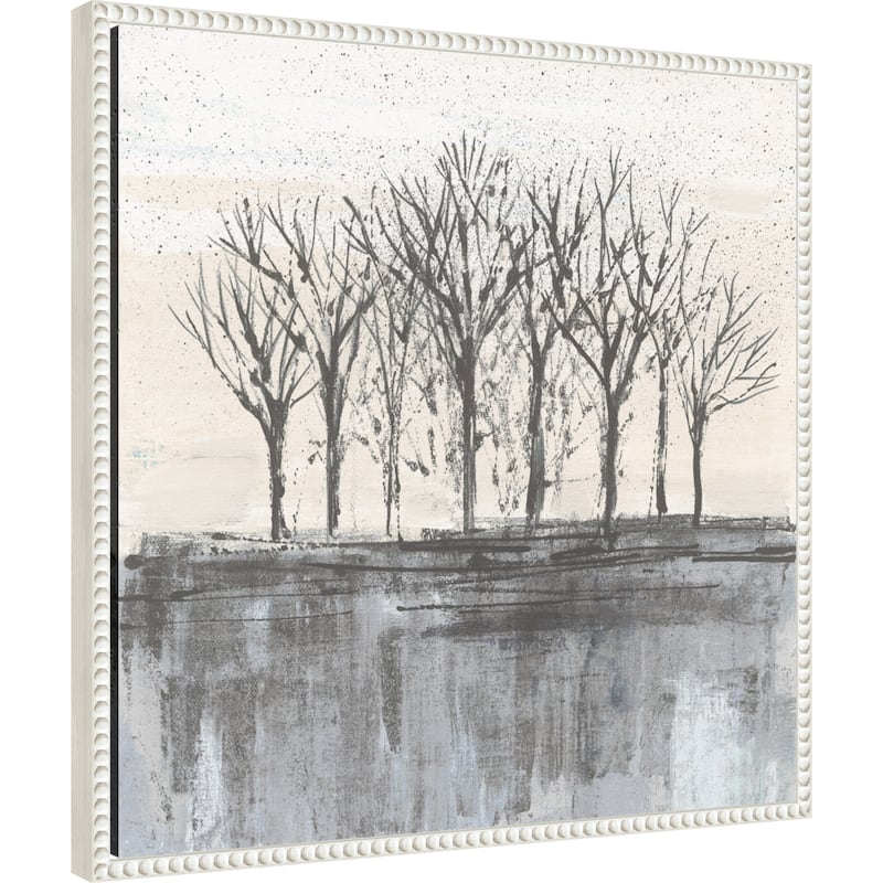 Trees at Dawn II Neutral by Silvia Vassileva Framed Canvas Wall Art Print - Sylvie Beaded White