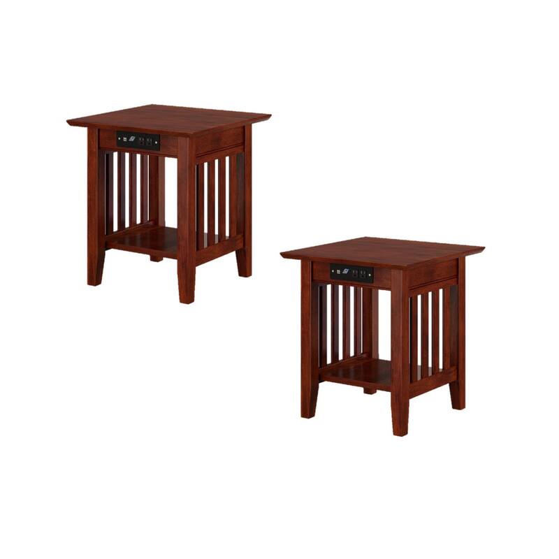 AFI Mission End Table Set of 2 with Built-in Charger