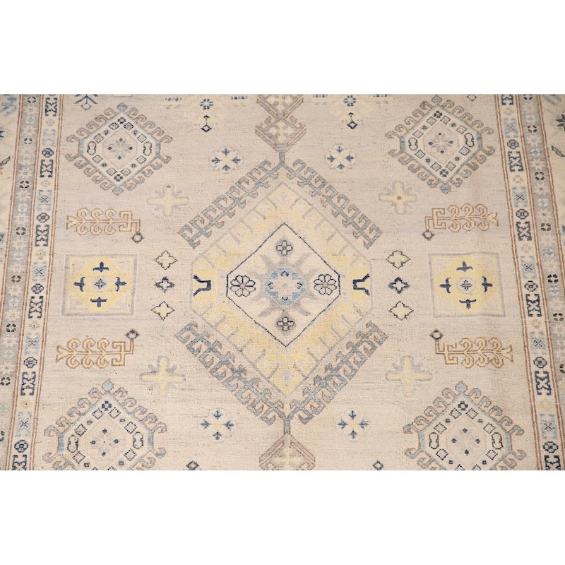 Geometric Kazak Living Room Area Rug Handmade Wool Carpet - 6'9" x 10'0"