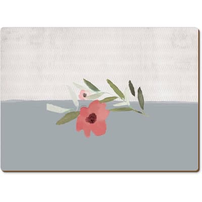Meadow Flower Decorative Hardboard Placemats with Protective Cork Backing 4 Pack Heat Tolerant and Easily Wipes Clean