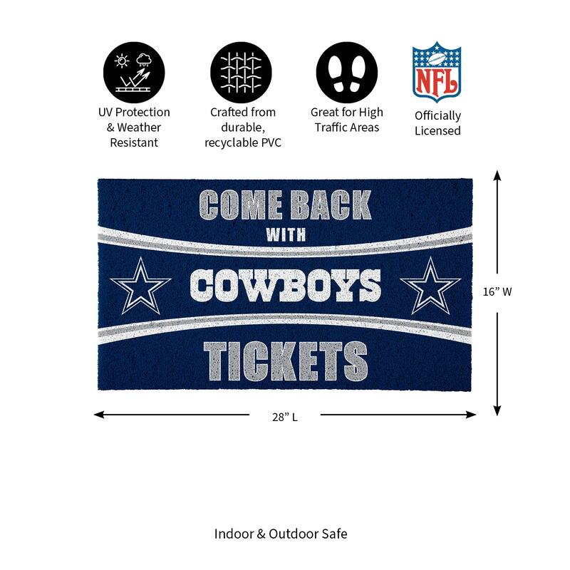 Dallas Cowboys 28 in. x 16 in. PVC "Come Back With Tickets" Trapper Door Mat