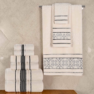 Superior Sadie Zero Twist Cotton Solid and Floral 9 Piece Towel Set