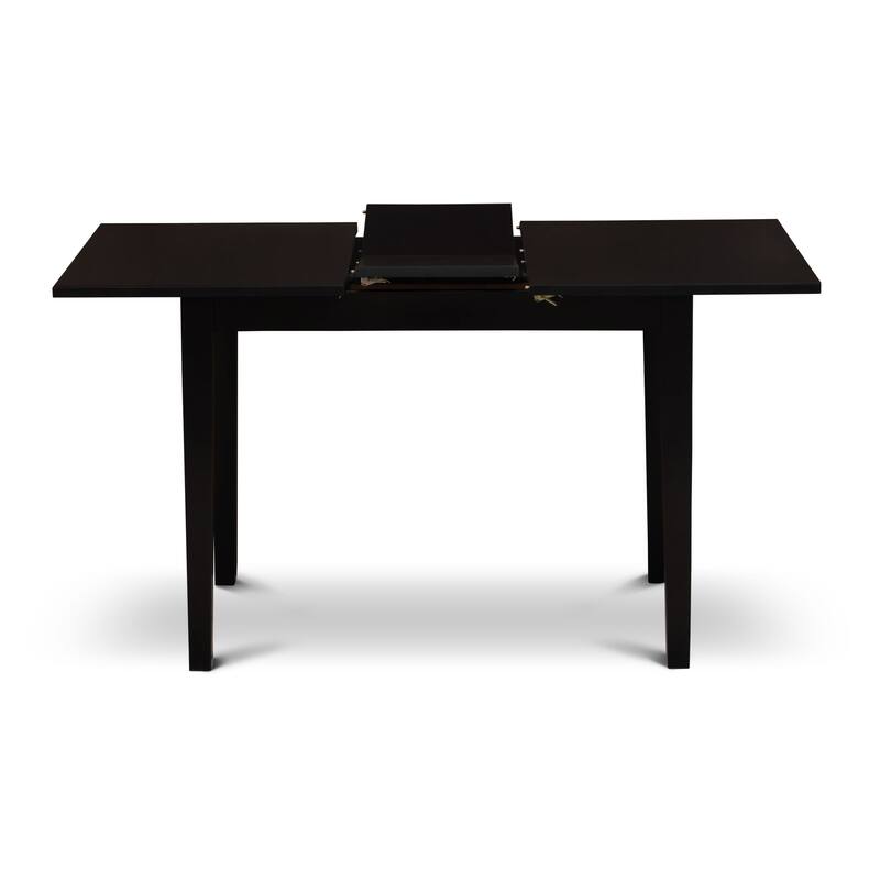East West Furniture Dining Set Includes a Rectangle Table and Stackable Dinner Chairs, Black (Pieces & Seat Type Options)
