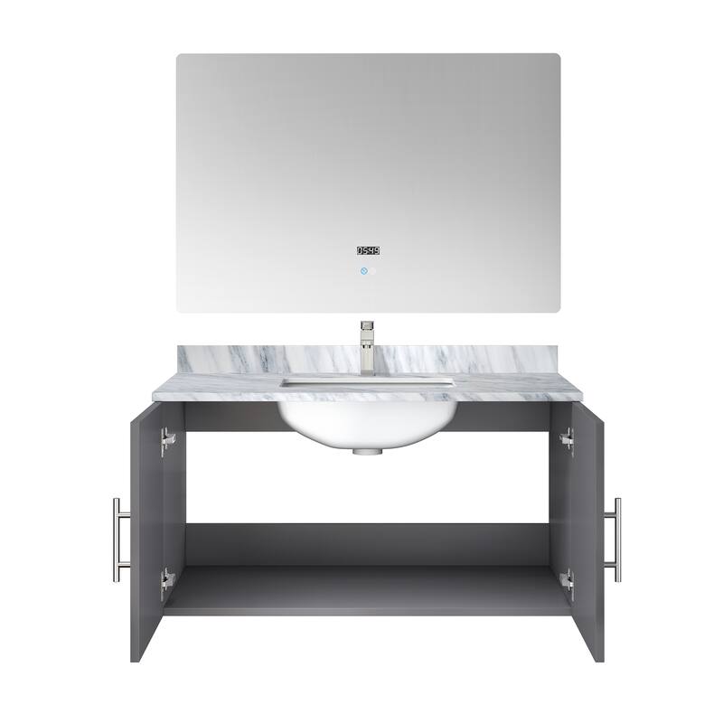 36" Bathroom Vanity with Marble Top, Stainless Steel Faucet, 36x32 Mirror Included, Scratch & Stain Resistant Surface