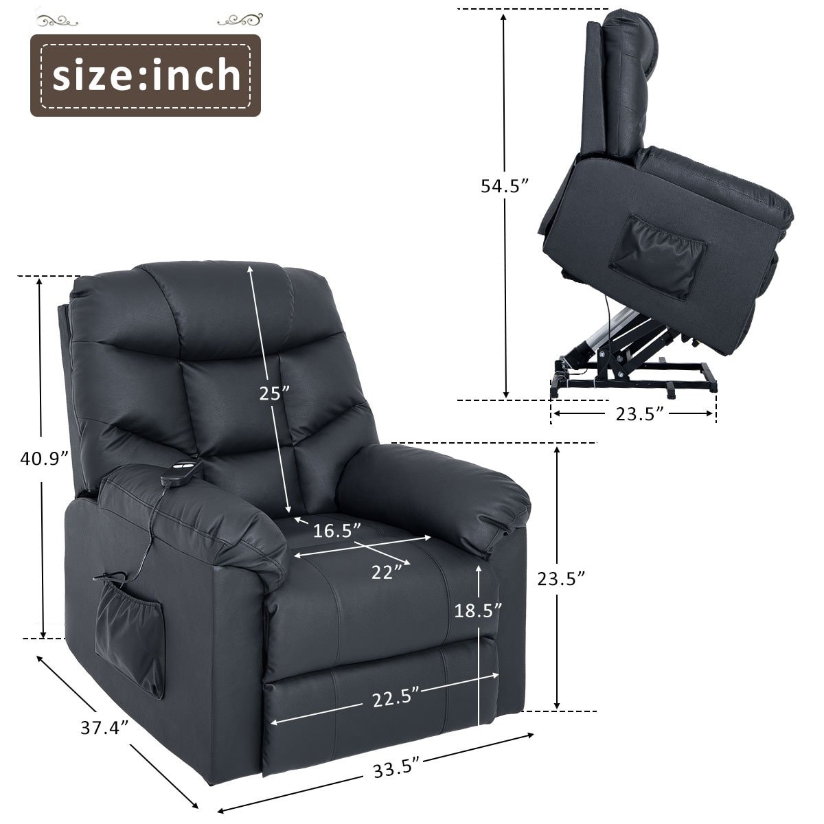 Merax electric power lift recliner chair with remote controller discount
