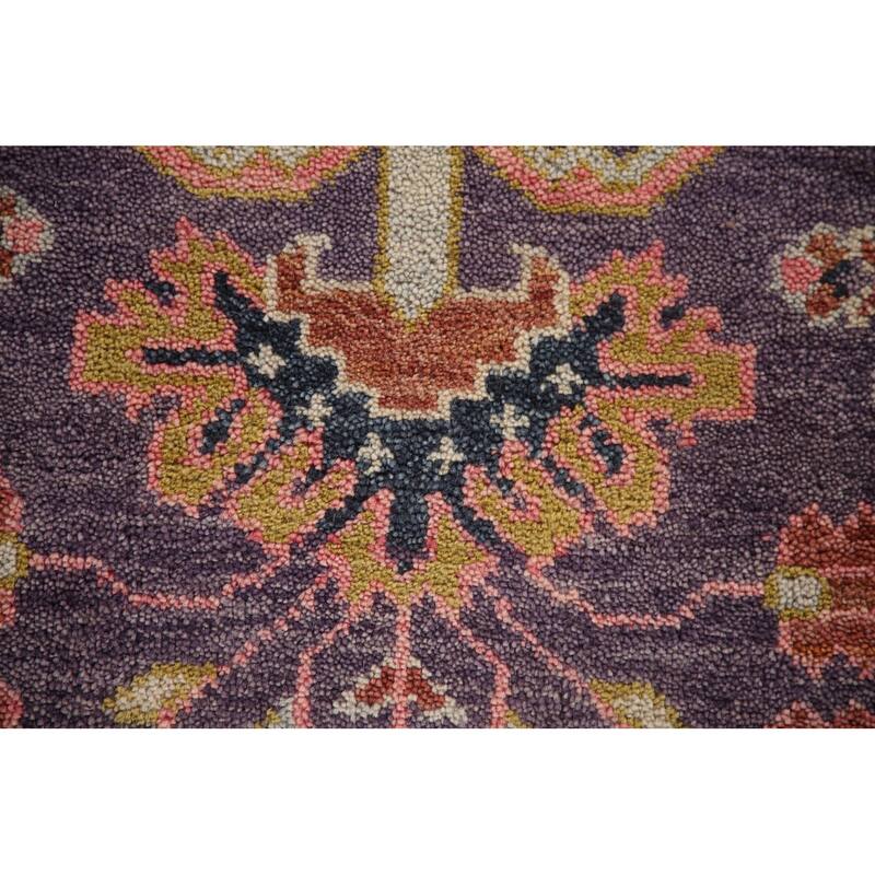 All-Over Purple Kazak Indian Runner Rug Handmade Wool Carpet - 2'6"x 15'10"
