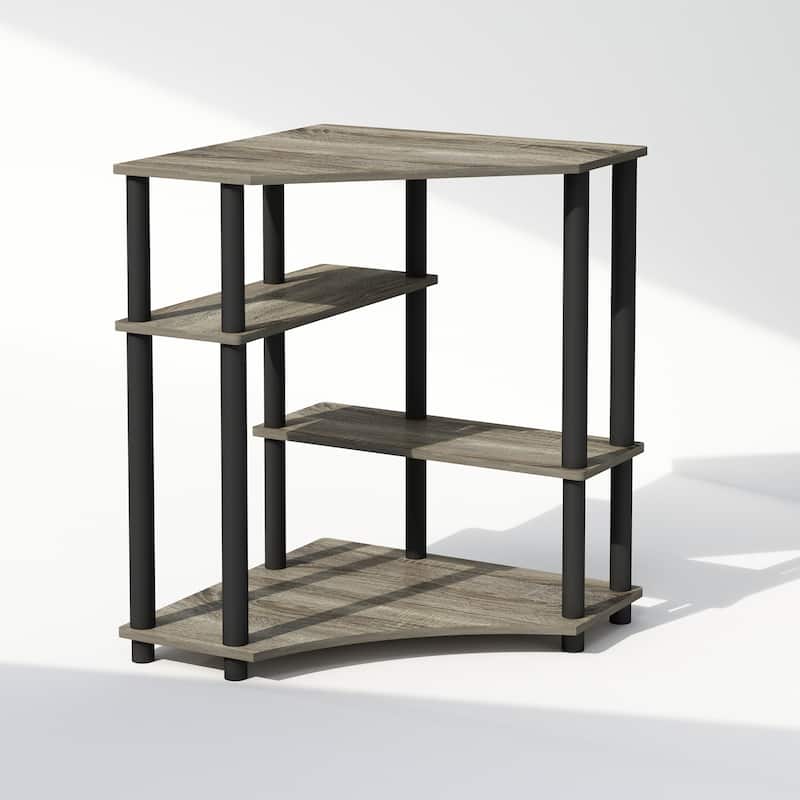 4 Tiers Wood Household Shelving Unit in French Oak/Black (31.1 in. W x 28.5 in. H x 22.5 in. D) - 31.1