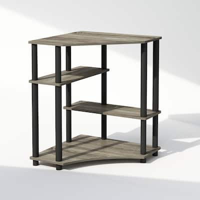 4 Tiers Wood Household Shelving Unit in French Oak/Black (31.1 in. W x 28.5 in. H x 22.5 in. D) - 31.1