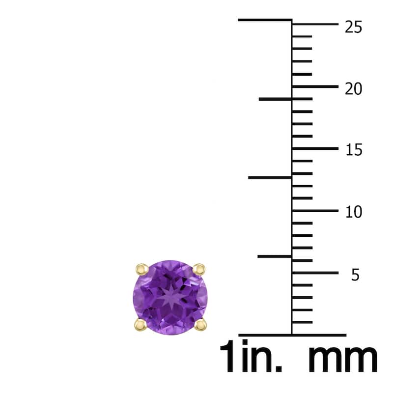 Marquee 14K Yellow Gold 6MM Round Amethyst Earrings