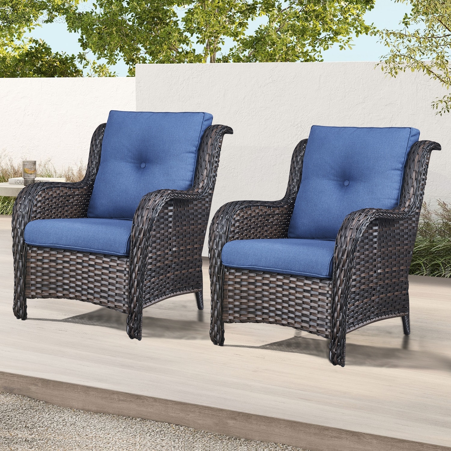 Gymojoy Outdoor Patio Rattan Furniture Set Wicker Chairs 2-Piece