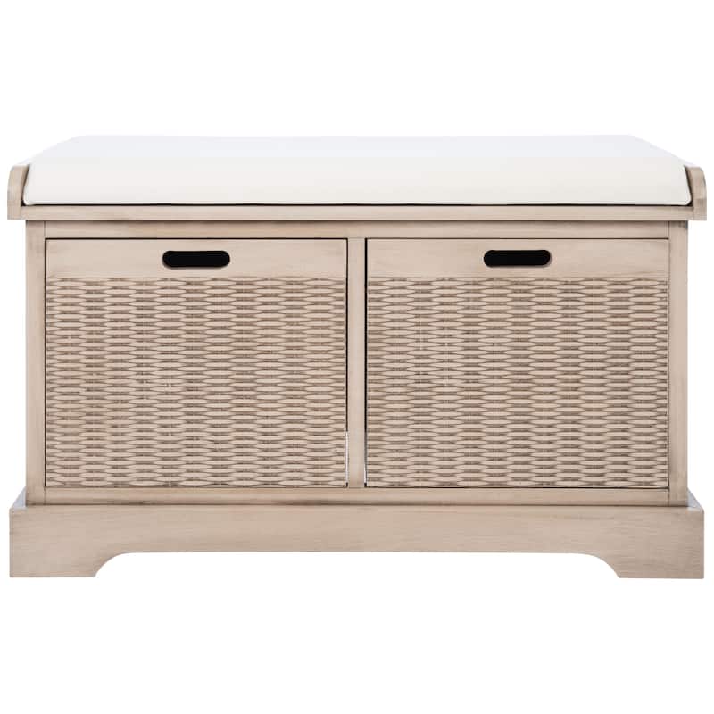 SAFAVIEH Landers 2-Drawer with Cushion Storage Bench - 32.3" W x 15" L x 19" H
