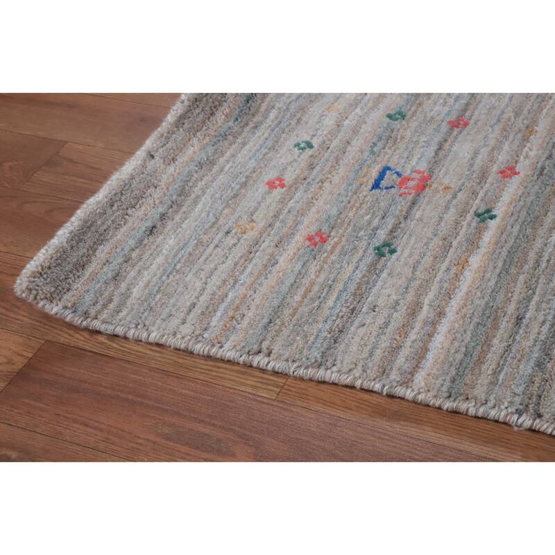 Hand Knotted Oriental 100% Wool Carpet Tribal Stripe Multi-Colored Gabbeh Area Rug - 12' 4'' X 9' 2''