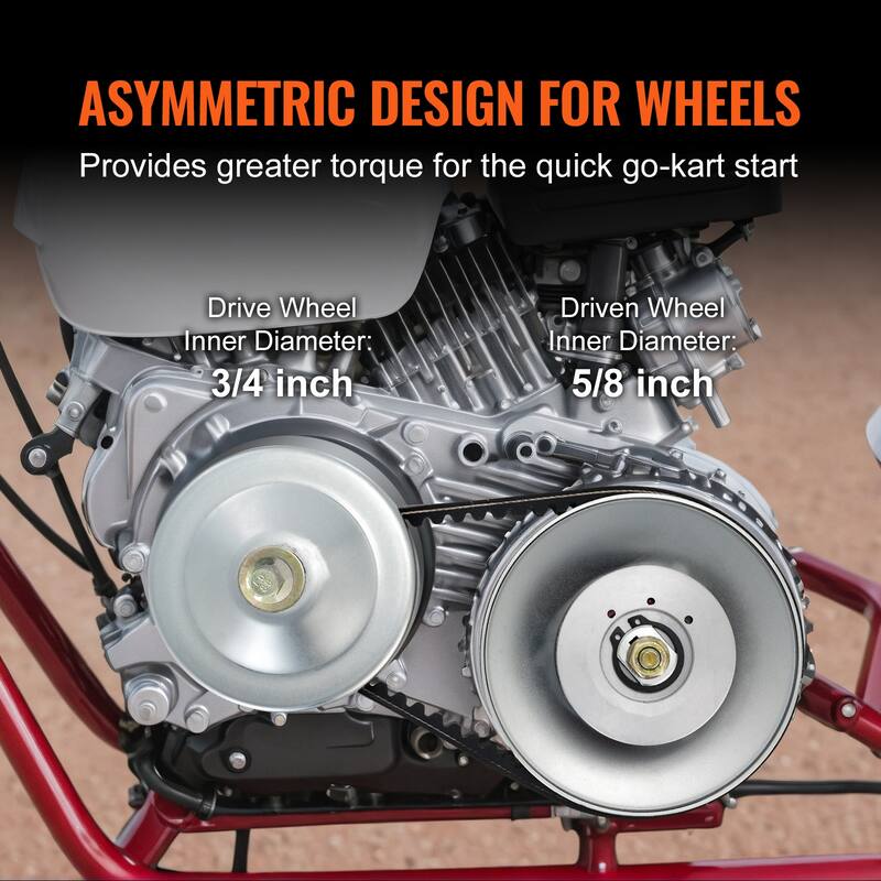 Driven Clutch Kit for Go-Kart Asymmetrical Driver Pulley Replacement with Drive Belt