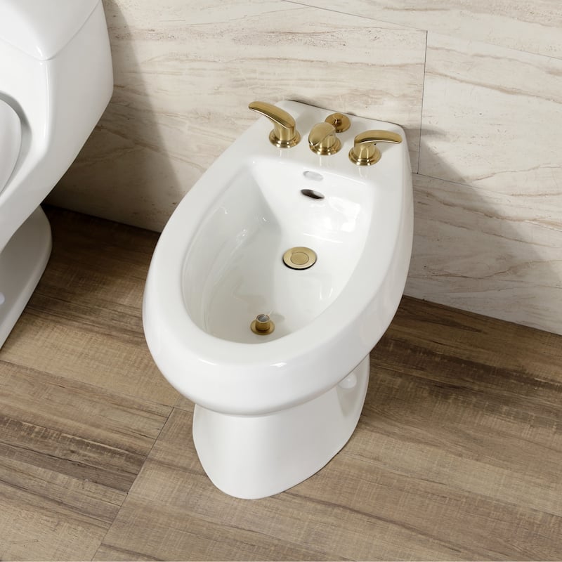 Kingston Brass Three-Handle Deck Mount Bidet Faucet