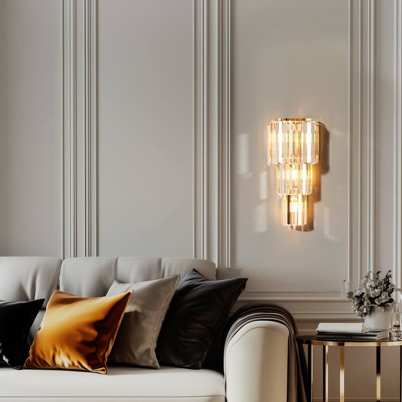 Sumptuous Triangular Prism Crystal Wall Sconce Bedside Lamp