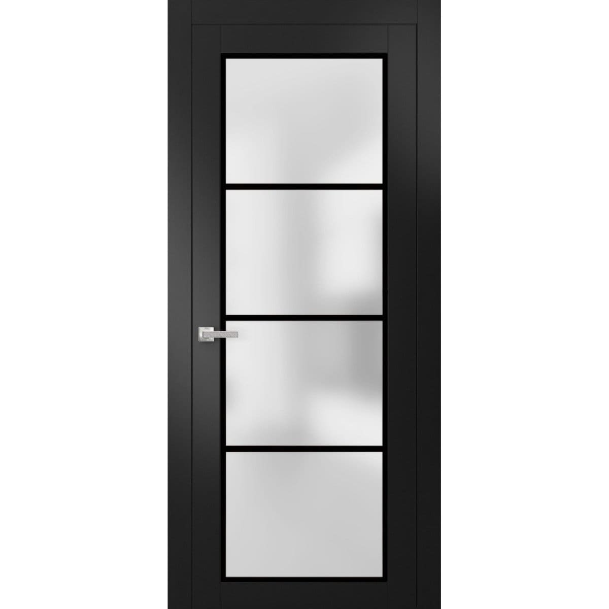 SARTODOORS Planum 2132 Black Matte Wood Prehung Interior Door with Frosted Glass