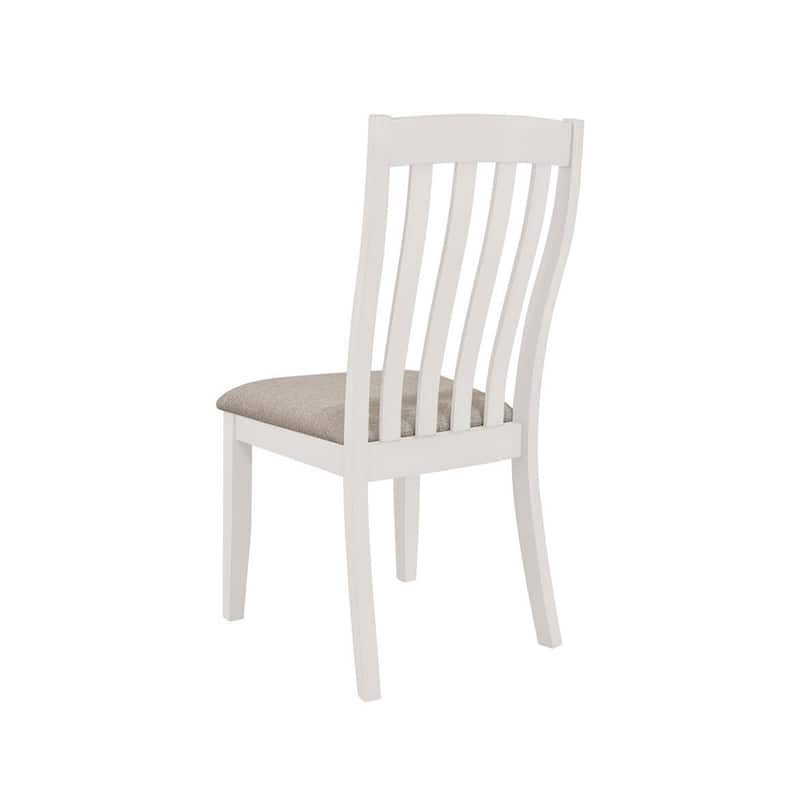 Set of 2 Light Brown Upholstered Dining Chairs, Off White