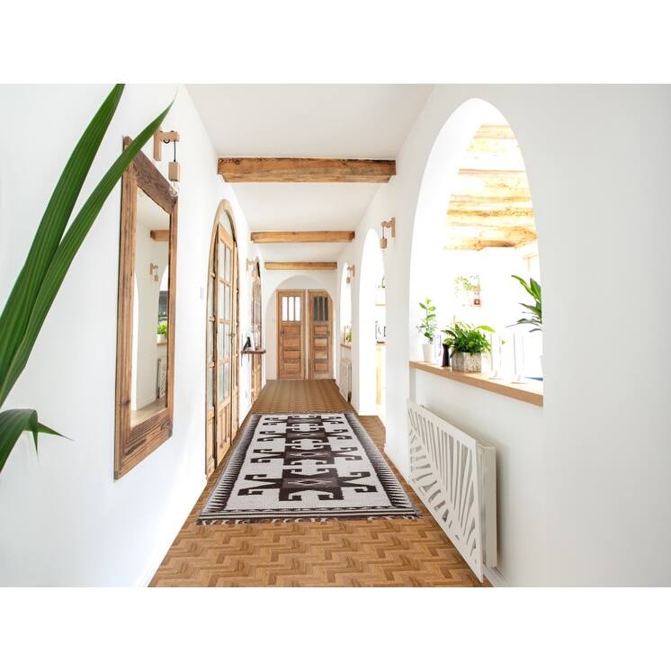 Natural Dye Tribal Beige Anatolian Runner Rug Hand-knotted Wool Carpet - 3'5"x 11'8"