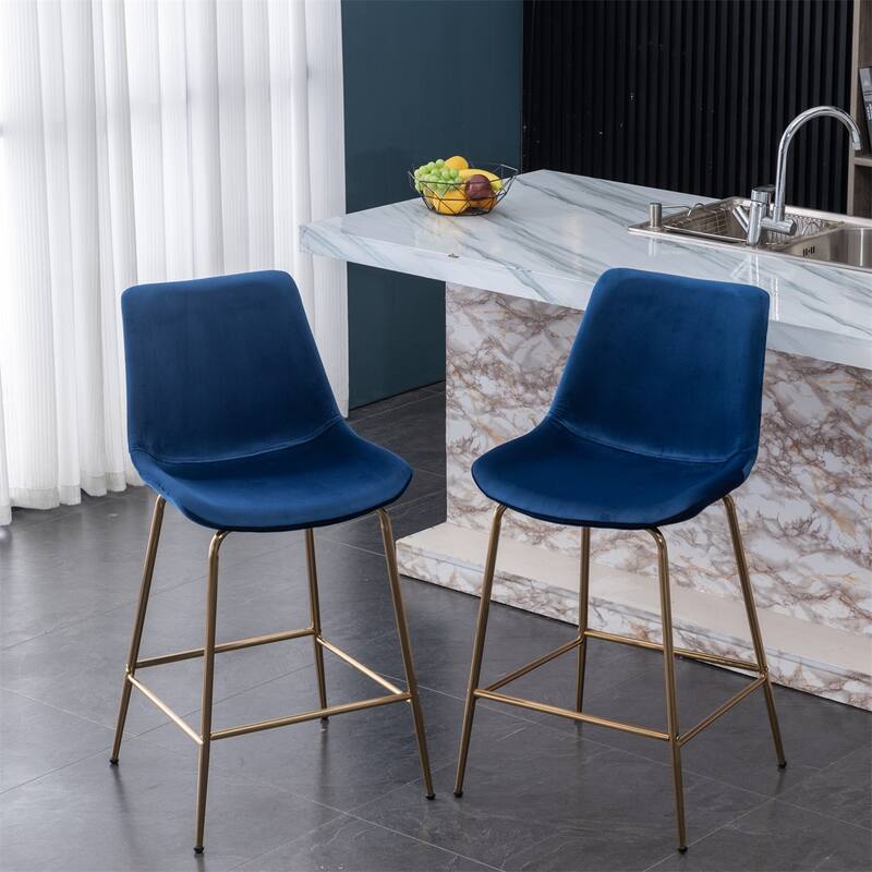 Modern Velvet 26.50 Counter Height Stool, Set of 2