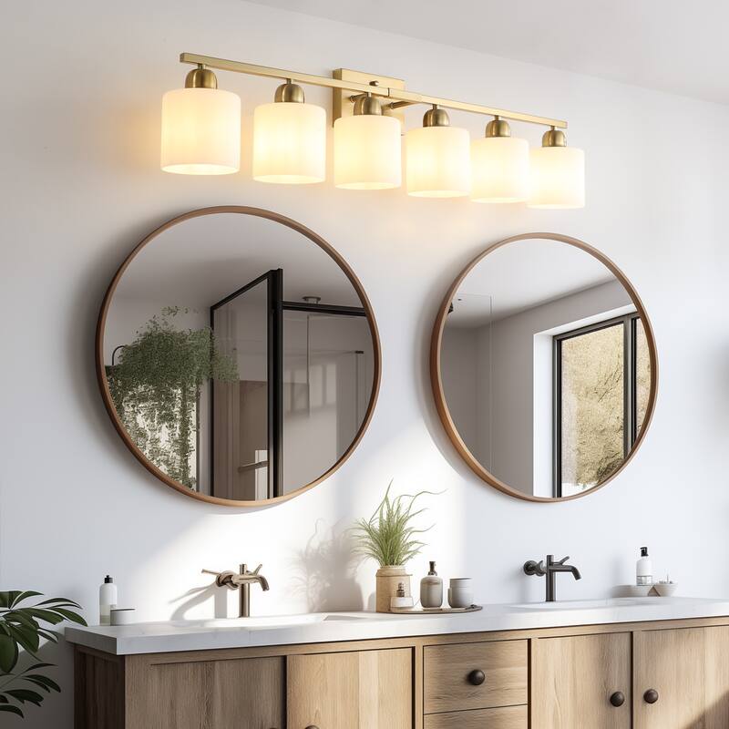 6-Light Bathroom Vanity Light, Bathroom Light Fixtures, 38" Modern Brushed Vanity Lighting Fixtures - Coppery