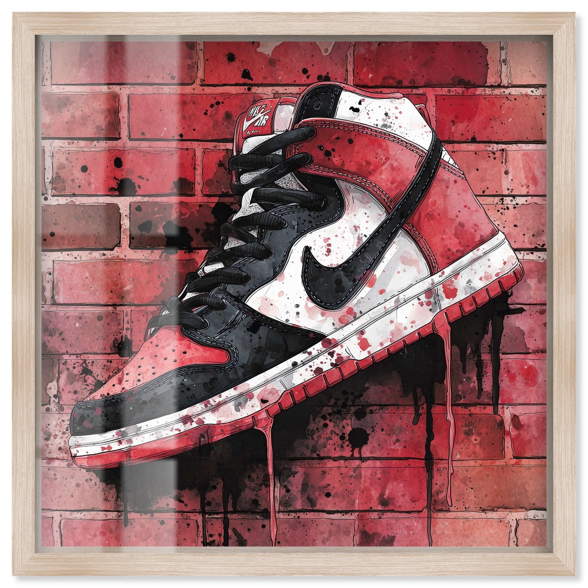 Black Sneaker Drip Wall Sports Art Shadowbox Print by Art Remedy
