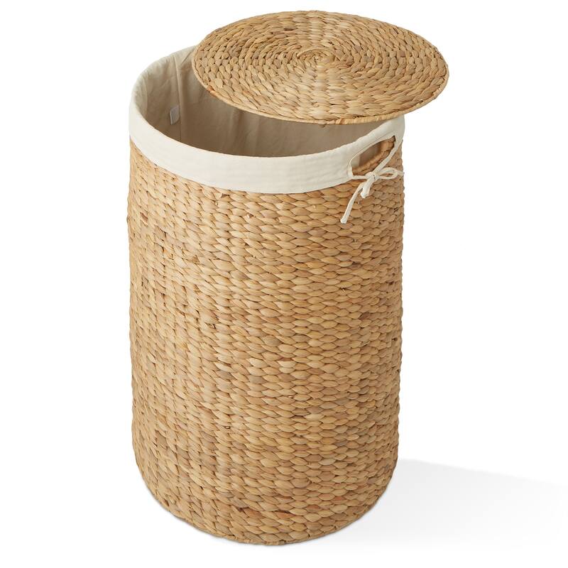 Round Laundry Hamper Basket with Lid and Liner for Clothes