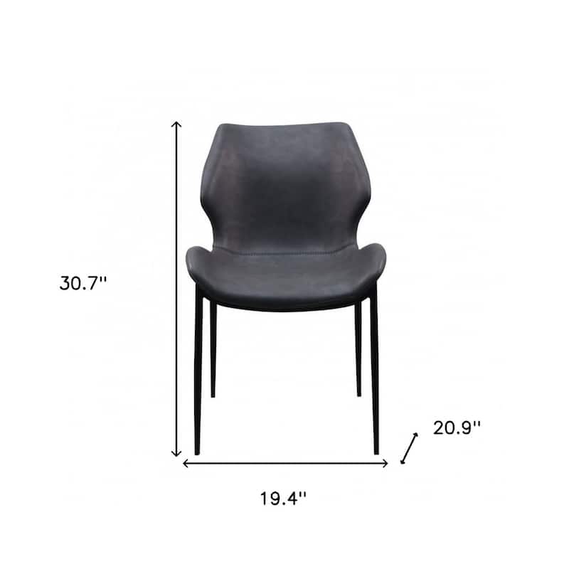 Set of 2 Grey and Black Upholstered Faux Leather Dining Chairs - 20.90” x 19.40” x 30.70”