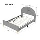 preview thumbnail 41 of 52, Bedroom Velvet Fabric Bed Frame with Classic Semi-circle Shaped Headboard and Metal Legs, Upholstered Platform Bed for Kids