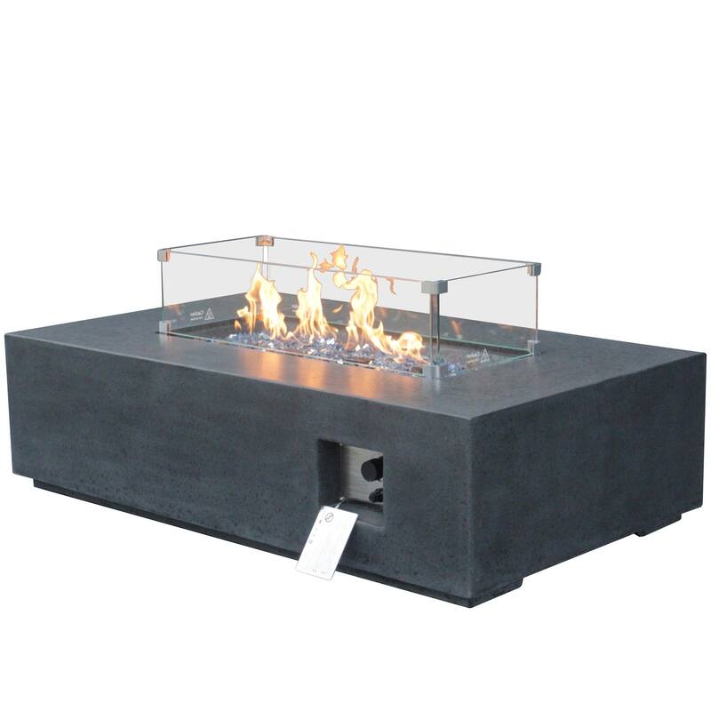 52 Inch Outdoor Concrete Propane gas rectangle Fire Pit table