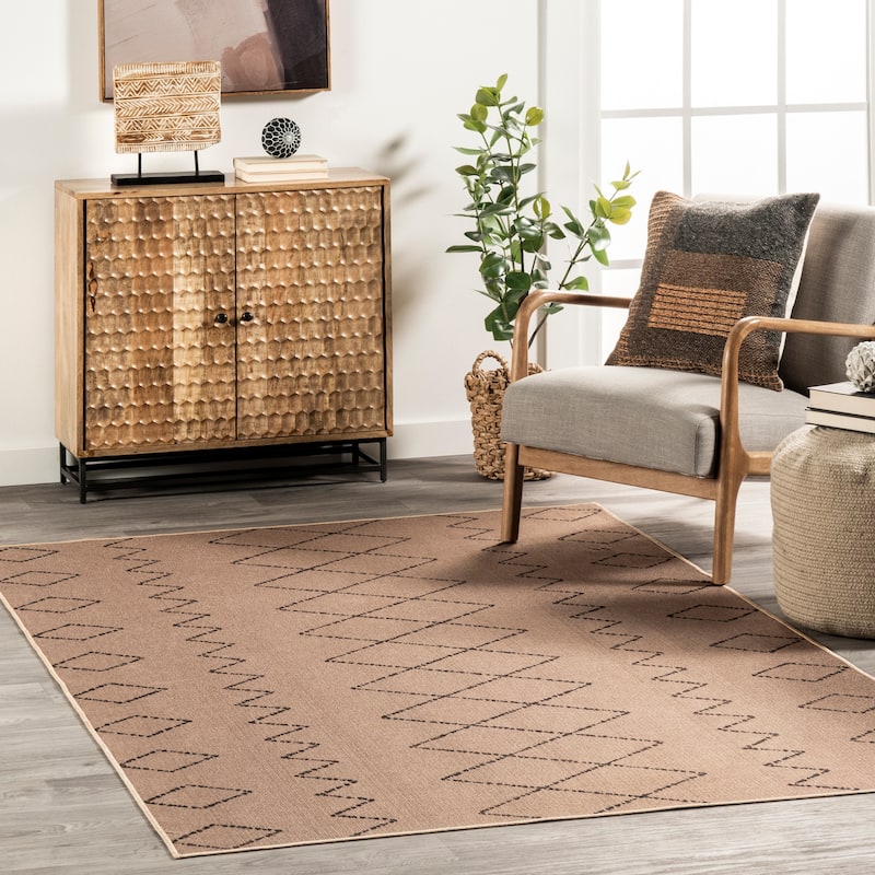 Nuloom Geometric SuperiorWash Easy-Jute Machine Washable Area Rug - 4' x 6' - Natural - Rectangle