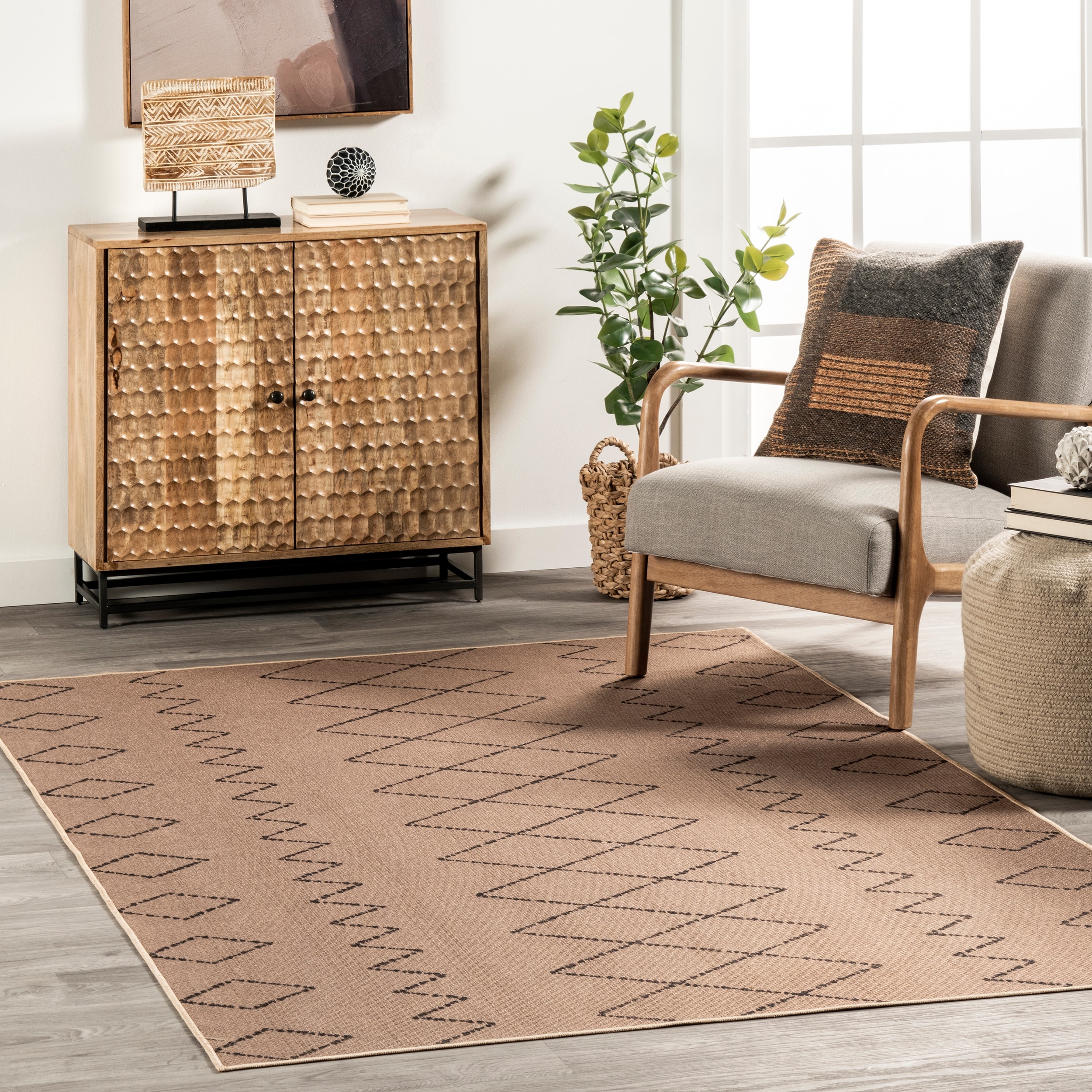 Nuloom Geometric SuperiorWash Easy-Jute Machine Washable Area Rug