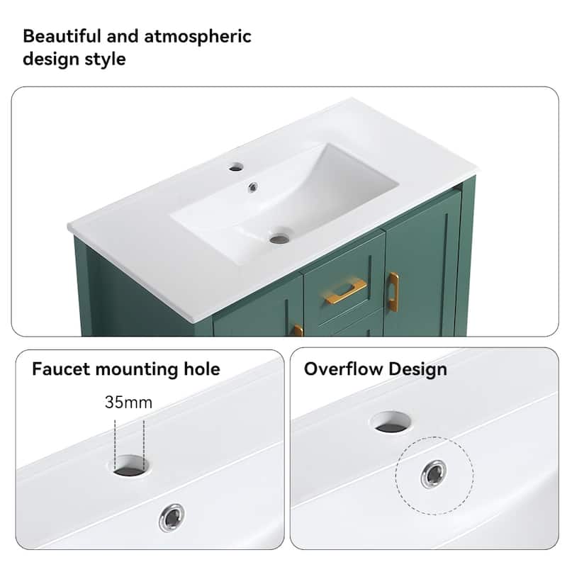 36" Bathroom Vanity with Single Sink, Combo Cabinet Undermount Sink, Bathroom Storage Cabinet with 2 Doors and 2 Drawer