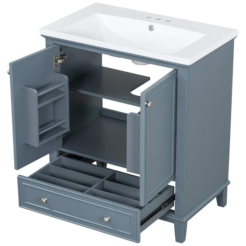 Roomfitters 30" Bathroom Vanity with Sink Combo, Multi-Functional Cabinet with Doors and Drawer, Solid Frame, MDF