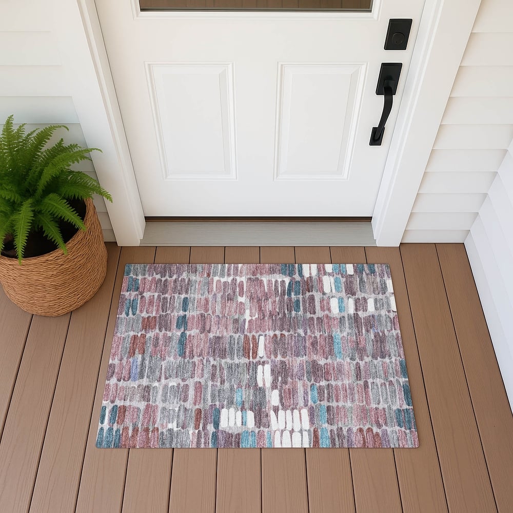 Machine Washable Indoor/ Outdoor Modern Caps Chantille Rug