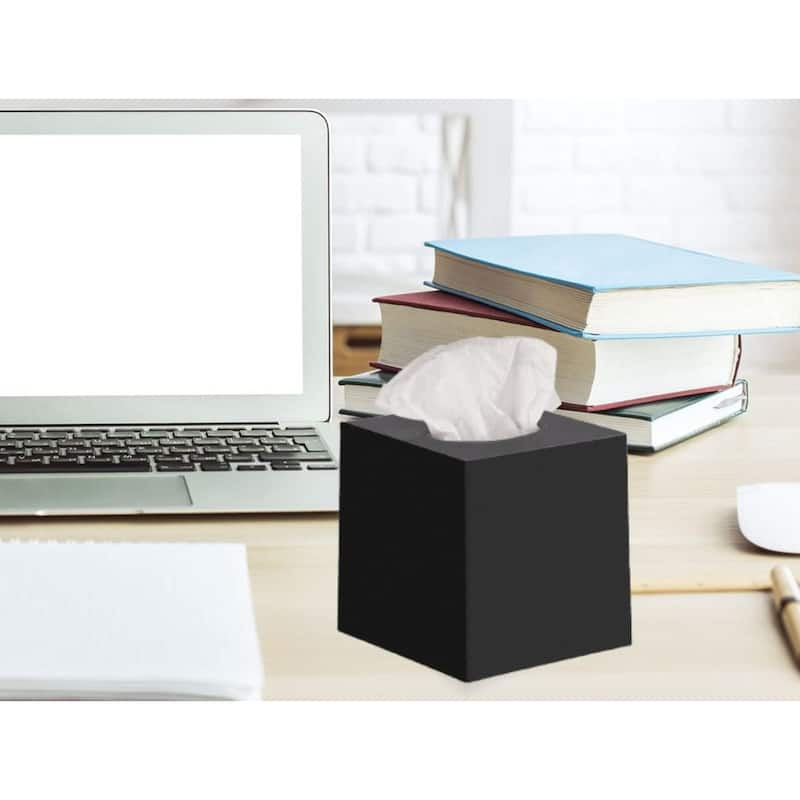 DWËLLZA HOME Black Tissue Box Cover Square Set of 2