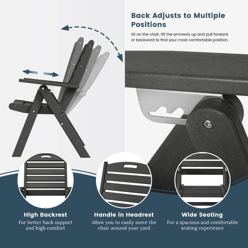 Laguna Foldable Highback Patio Dining Chair with Adjustable Recline Feature