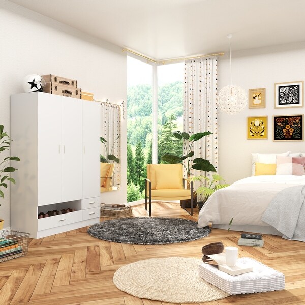 Wardrobe Desk Ensemble Space Saving Bedroom Set Make Vanity Table Armoire Only