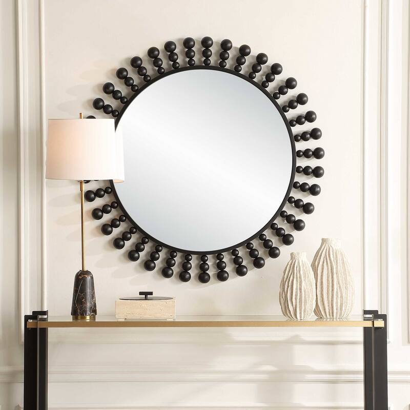 Uttermost 08237 Aziel 44" Sunburst Flat Metal Framed Accent Mirror