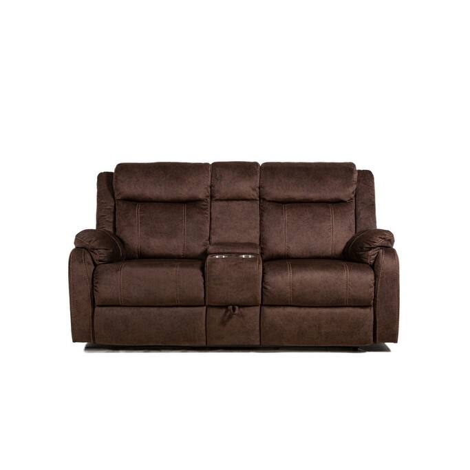 70" Dark Brown Manual Reclining Loveseat With Storage