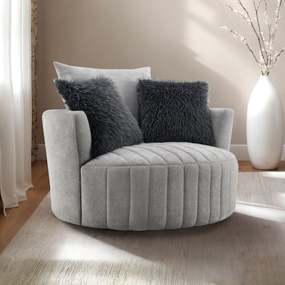 Furniture of America Arven Modern 45-inch Fabric Vertical Channel Swivel Accent Chair