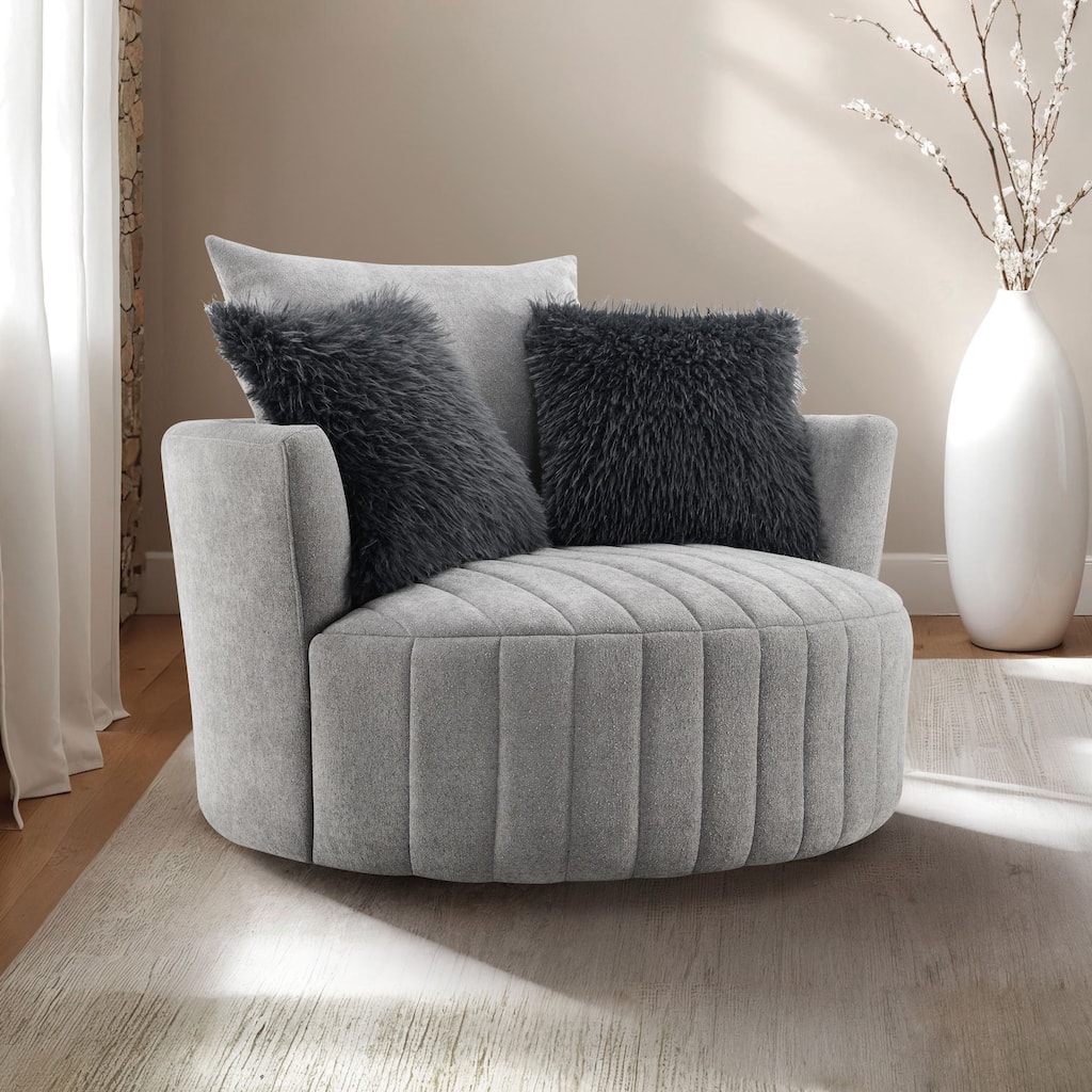 Furniture of America Arven Modern 45-inch Fabric Vertical Channel Swivel Accent Chair